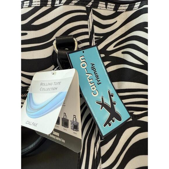 Calpak‎ Zanny 21" Zebra Rolling Laptop Tote Carry On Suitcase NWT - Picture 8 of 8
